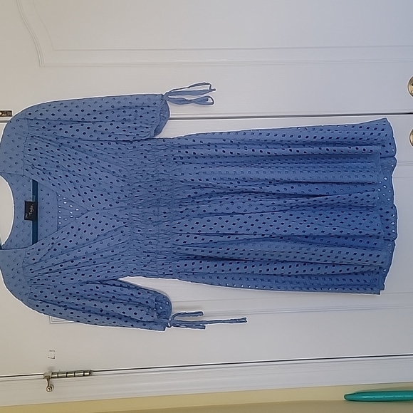 NEW Just Taylor Cotton Eyelet Smocked Waist Lined Dress Size 8 - Picture 1 of 5